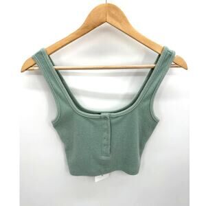 CottonCandy LA Womens Green‎ Button Front Crop Tank Top Thermal Size Small NWT